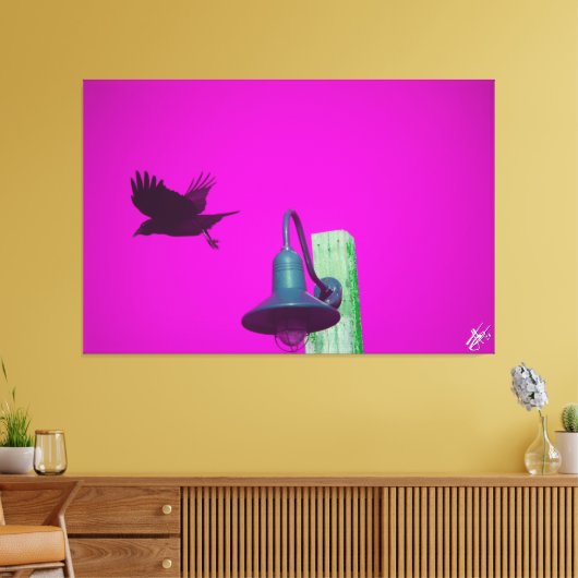 Langley Crow op Light Post Series #8 Canvas Afdruk (Insitu (Woonkamer))