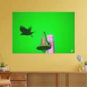 Langley Crow op Light Post Series #9 Canvas Afdruk (Insitu (Woonkamer))