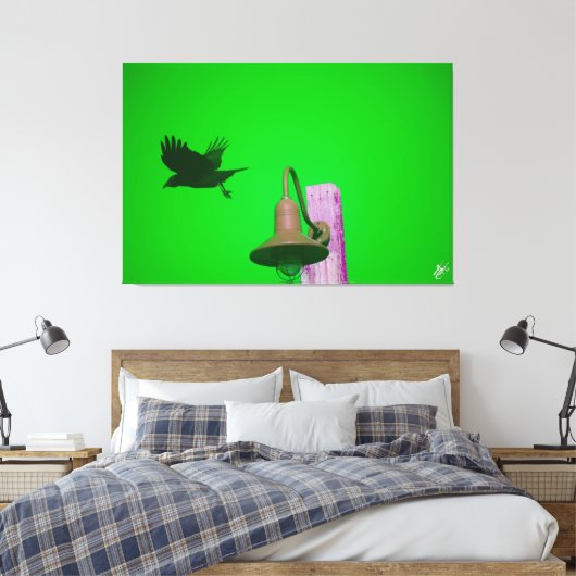 Langley Crow op Light Post Series #9 Canvas Afdruk (Insitu (Slaapkamer))