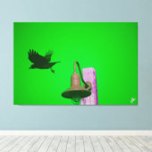 Langley Crow op Light Post Series #9 Canvas Afdruk (Insitu (Houten vloer))