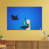 Langley Kraai op Lichtpaal Serie #3 Canvas Afdruk (Insitu (Woonkamer))
