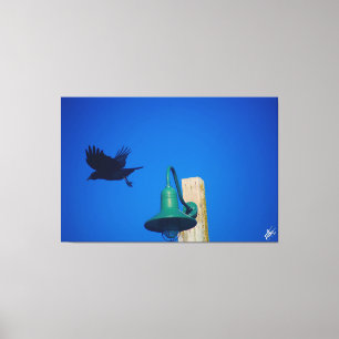 Langley Kraai op Lichtpaal Serie #3 Canvas Afdruk