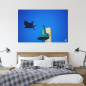 Langley Kraai op Lichtpaal Serie #3 Canvas Afdruk (Insitu (Slaapkamer))