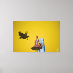 Langley Kraai op Lichtpaal Serie #4 Canvas Afdruk