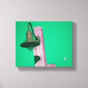 Langley lantaarnpaal Teal groene kleur kunst Canvas Afdruk