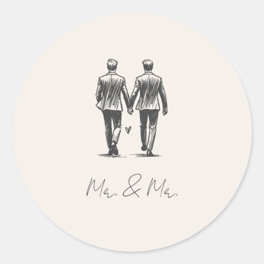 Langley Mr. & Mr. Wedding Ronde Sticker (Voorkant)