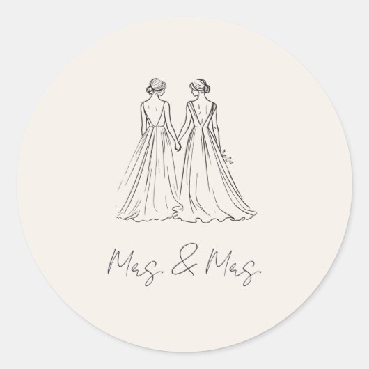 Langley Mrs. Wedding Ronde Sticker (Voorkant)