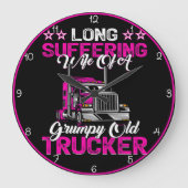 Langlijdende vrouw Grumpy Trucker Grote Klok (Voorkant)