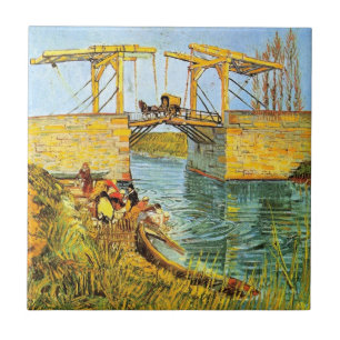 Langlois Bridge in Arles door Vincent van Gogh Tegeltje