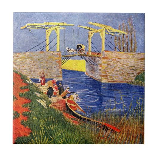 Langlois Bridge in Arles door Vincent van Gogh Tegeltje (Voorkant)