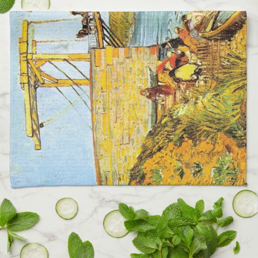 Langlois Bridge in Arles door Vincent van Gogh Theedoek (Gevouwen)