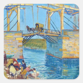 Langlois Bridge in Arles Van Gogh, kunstkraanboek Vierkante Sticker