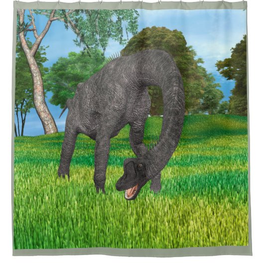 Langnek Dinosaurus Jungle Avontuur Douchegordijn (Voorkant)
