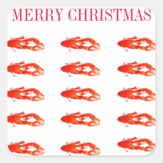 Langoesten Vrolijk kerstfeest Vierkante Sticker (Voorkant)