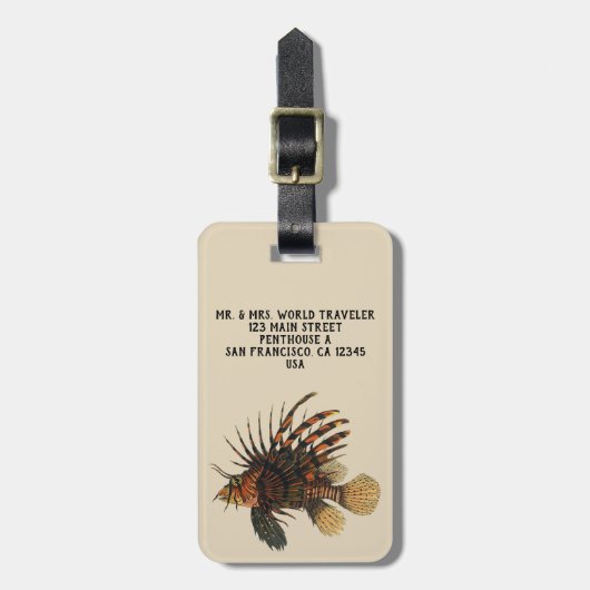  langoesten, zeedieren bagagelabel (Voorkant verticaal)