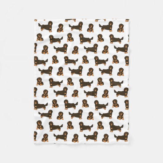 Langoharige Dachshund Fleece Deken (Voorkant)