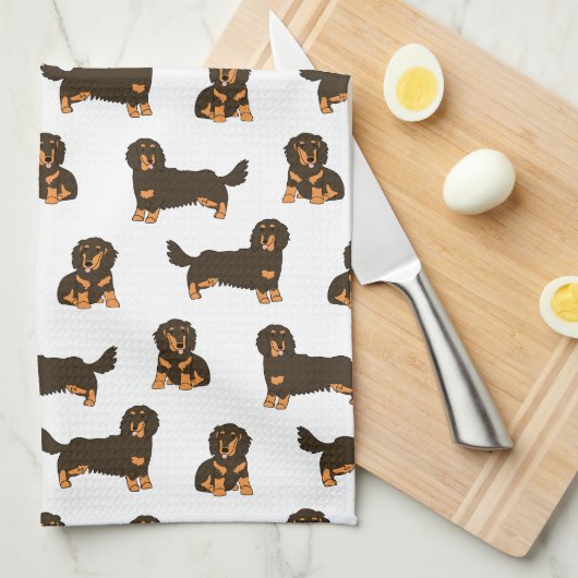 Langoharige Dachshund Theedoek (Quarter Fold)