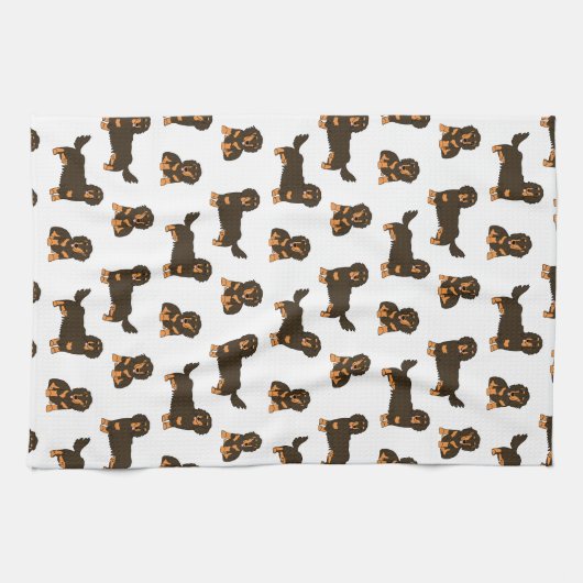 Langoharige Dachshund Theedoek (Horizontaal)