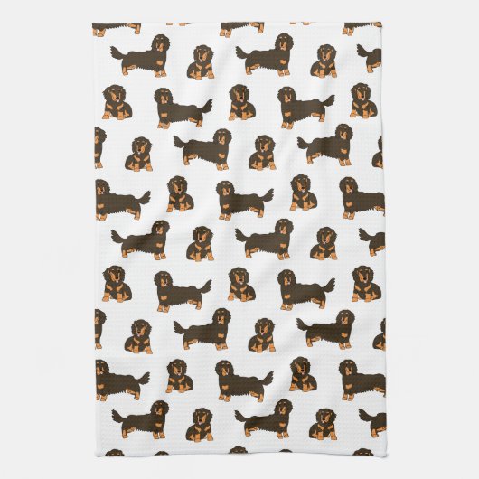 Langoharige Dachshund Theedoek (Verticaal)