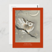 Langoorige uil in ginkgo - Red - Ohara Koson Briefkaart (Voorkant / Achterkant)