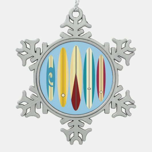 langplanken tin sneeuwvlok ornament (Voorkant)