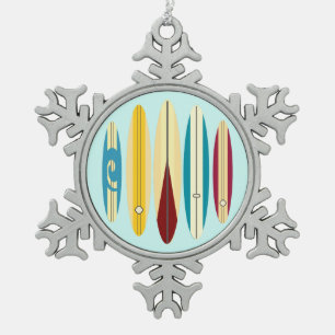 langplanken tin sneeuwvlok ornament