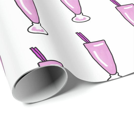 Langs coole roze milkshake cadeaupapier (Rol Hoek)