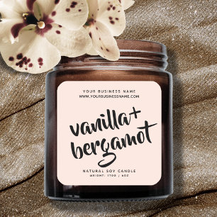 Langs de dunne, lichtroze kaarsenetiket vierkante sticker