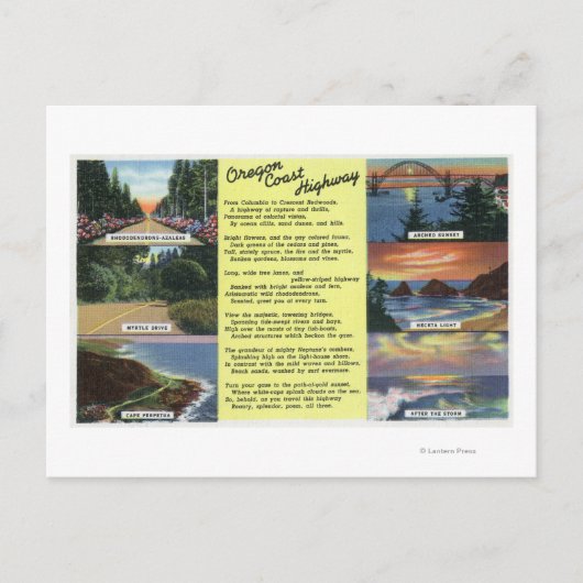 Langs de Oregon Coast Highway met een gedicht Briefkaart (Voorkant)