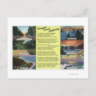 Langs de Oregon Coast Highway met een gedicht Briefkaart
