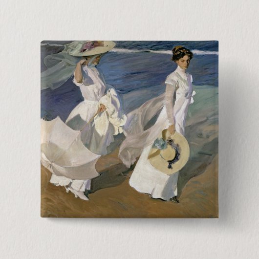 Langs de Seashore, 1909 Vierkante Button 5,1 Cm (Voorkant)