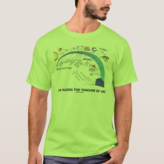 Langs de tijdlijn van biologie-evolutie in het lev t-shirt (Voorkant)