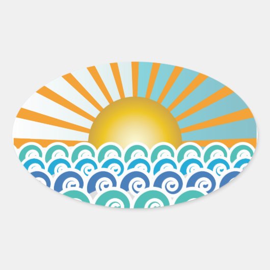 Langs de Waves Blue Oval Sticker (Voorkant)