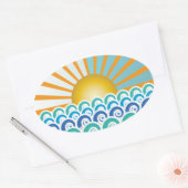 Langs de Waves Blue Oval Sticker (Envelop)