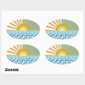 Langs de Waves Blue Oval Sticker (Vel)