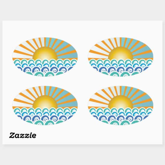 Langs de Waves Blue Oval Sticker (Vel)