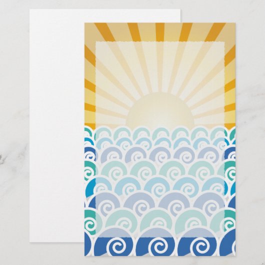 Langs de Waves Blue Stationery Briefpapier (Voorkant / Achterkant)