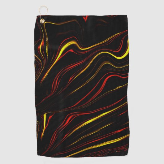 Langs de zwarte achtergrond met roodbruine golflen golfhanddoek (Voorkant)