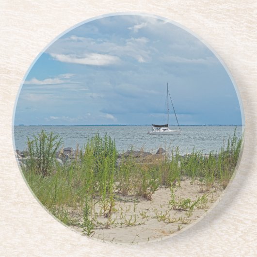 Langs een afgelegen strand zandsteen onderzetter (Voorkant)