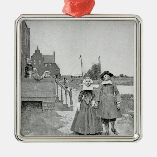 Langs het Kanaal in het Oude Manhattan Metalen Ornament (Voorkant)