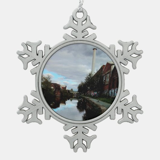 Langs het kanaal tin sneeuwvlok ornament (Voorkant)