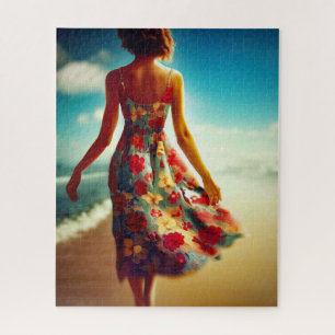 Langs het strand wandelen legpuzzel