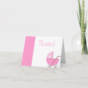 Langs kwam een Vervoer het Roze Baby shower u Bedankkaart