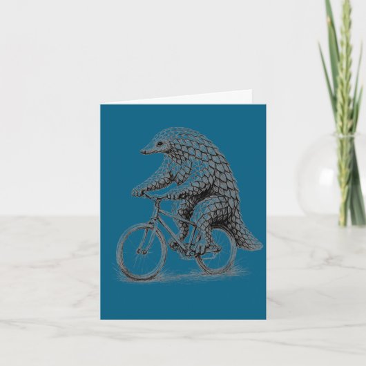 Langschaarpantserdier rijdt op fiets grappige fiet kaart (Voorkant)