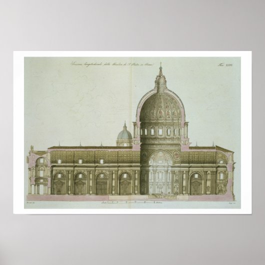Langsdoorsnede van St. Peter's in Rome, Poster (Voorkant)