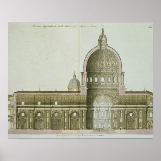 Langsdoorsnede van St. Peter's in Rome, Poster (Voorkant)