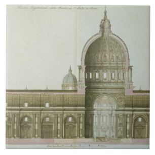 Langsdoorsnede van St. Peter's in Rome, Tegeltje