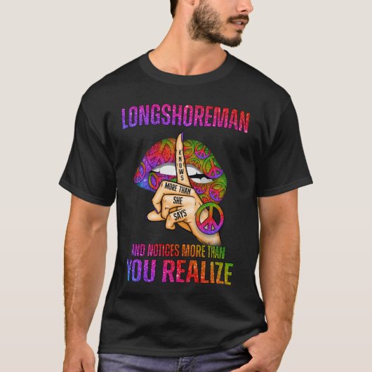 Langshoreman weet meer dan ze zegt en berichten t-shirt (Voorkant)