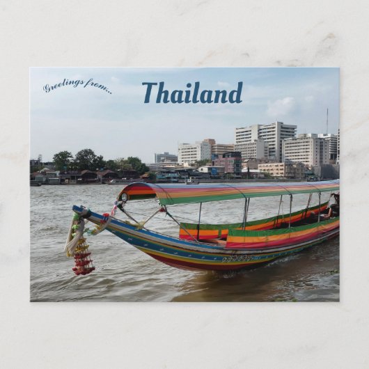 Langstaartboot in Bangkok en Thailand Briefkaart (Voorkant)