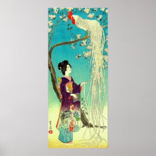 Langstaarthaan Onaga-dori Kasamatsu Shiro Poster